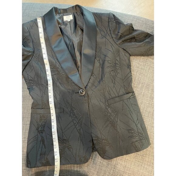 MIX by Tahari ASL Black Textured Shiny Single Button Blazer Sz 10 - Picture 11 of 12